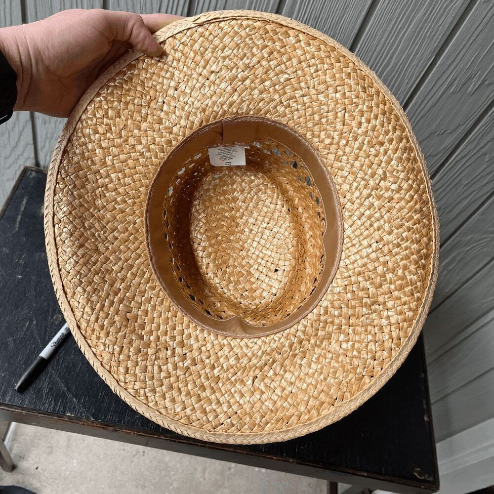 Vintage Woven Straw Hat Small USA Made Red Band Western Boho Summer CHCO WPL - Picture 4 of 5